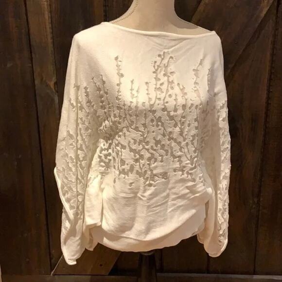 Cache Womens Pullover Knit Sweater Ivory Small Boat Neck - Picture 1 of 11